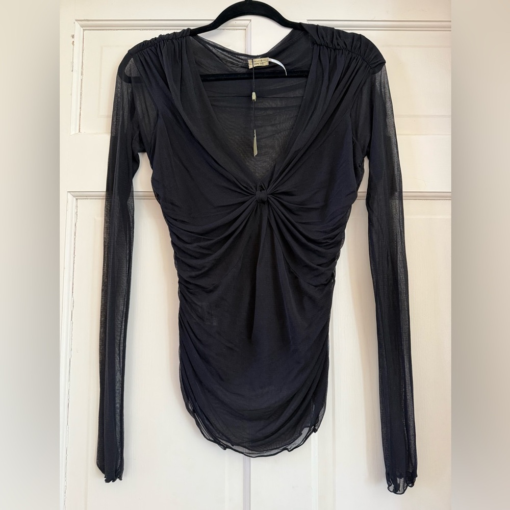 Max Studio Silk Sheer Blouse - long sleeve